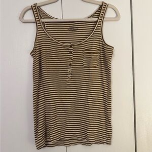 J Crew Perfect Fit Brown Striped Henley Tank